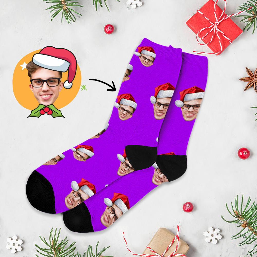 Chrismas Socks Custom Full Face Photo Socks Personalized Funny Custom Design Best Gift Ideas for Xmas - MyFaceSocksAU