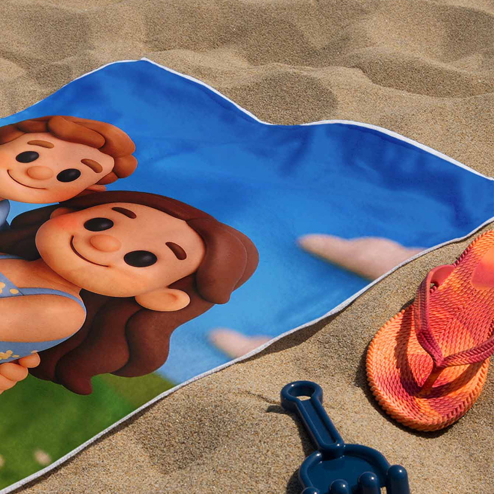 Personalized Cartoon Photo Beach Towel Perfect for Family Outings Gift Idea - MyFaceSocksAU
