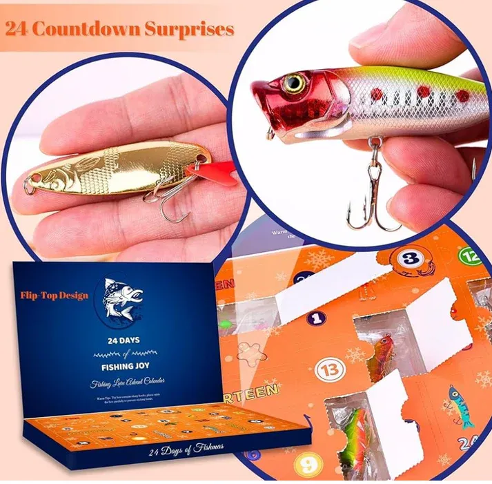 Fishing Advent Calendar – 24-Piece Fishing Lure Gift Set, Holiday Blind Box for Christmas & New Year - MyFaceSocksAU