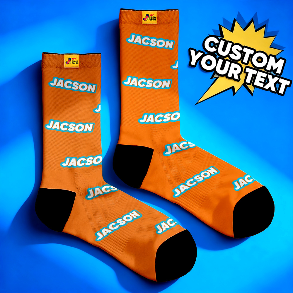 Personalized Lettering Socks Green Socks Custom Engraved Socks Dopamine Socks Bright Multi Color Style Gift - MyFaceSocksAU