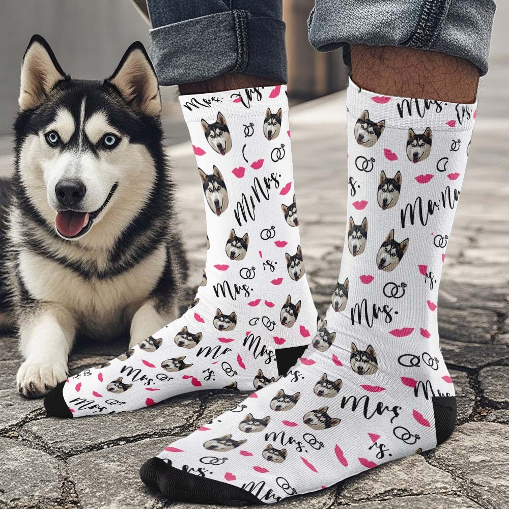 Custom Full Face Socks Mrs Cute Socks Personalized Photo Custom Design Best Gift Idea - MyFaceSocksAU