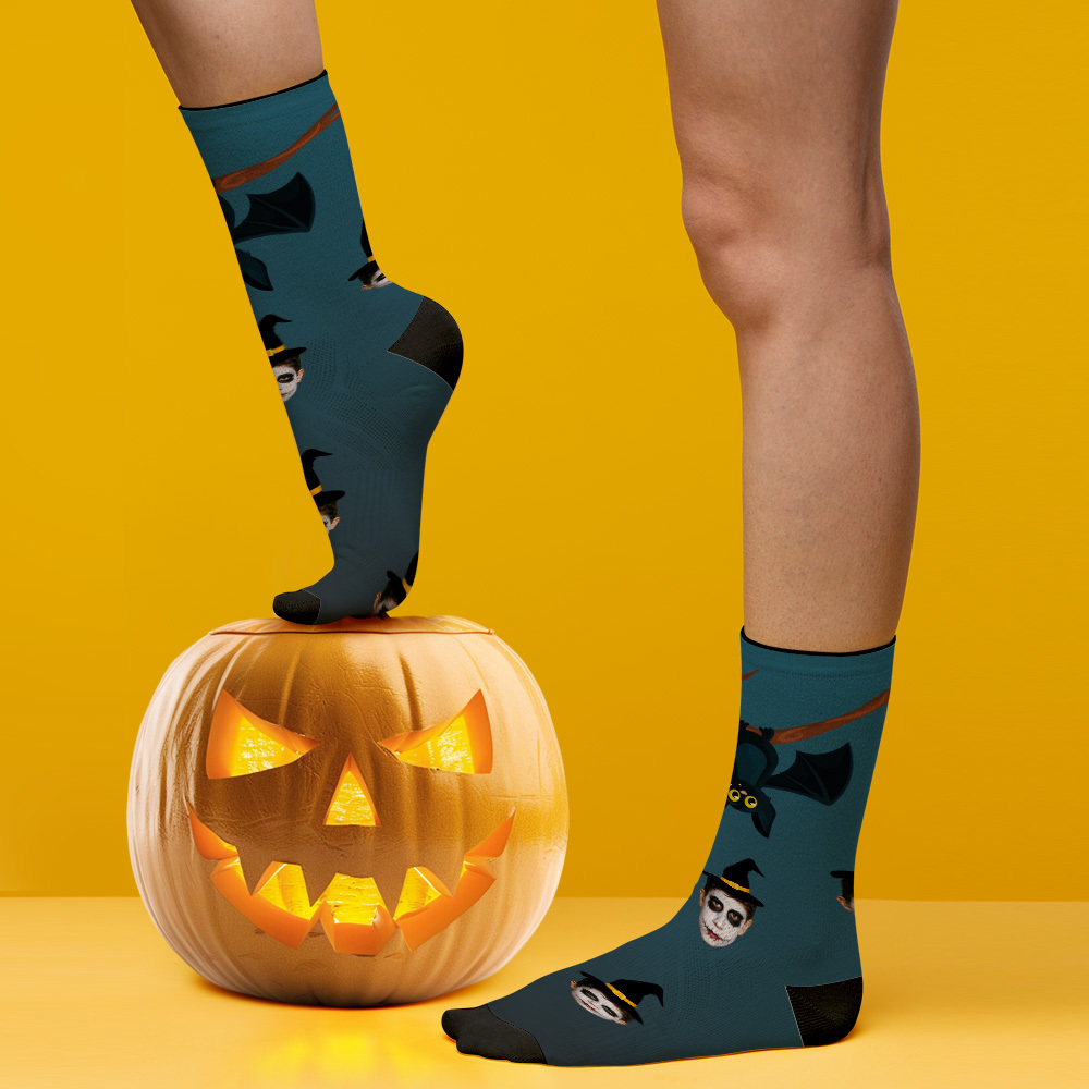 Custom Face Socks Personalized Halloween Photo Socks Happy Halloween - MyFaceSocksAU