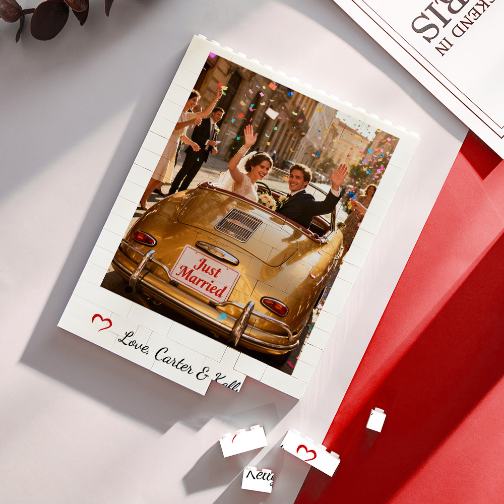 Custom Four Photo & Text Building Block Puzzle Custom Couple Building Bricks with Names  Valentines Day Gift for Him or Her - MyFaceSocksAU