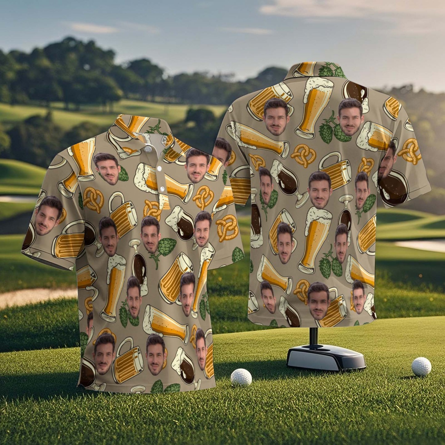 Custom Polo Shirt Personalized Tropical Sloth Fiesta Golf Polo Shirts with Faces Or Logos Flamingo Polo Gift - MyFaceSocksAU