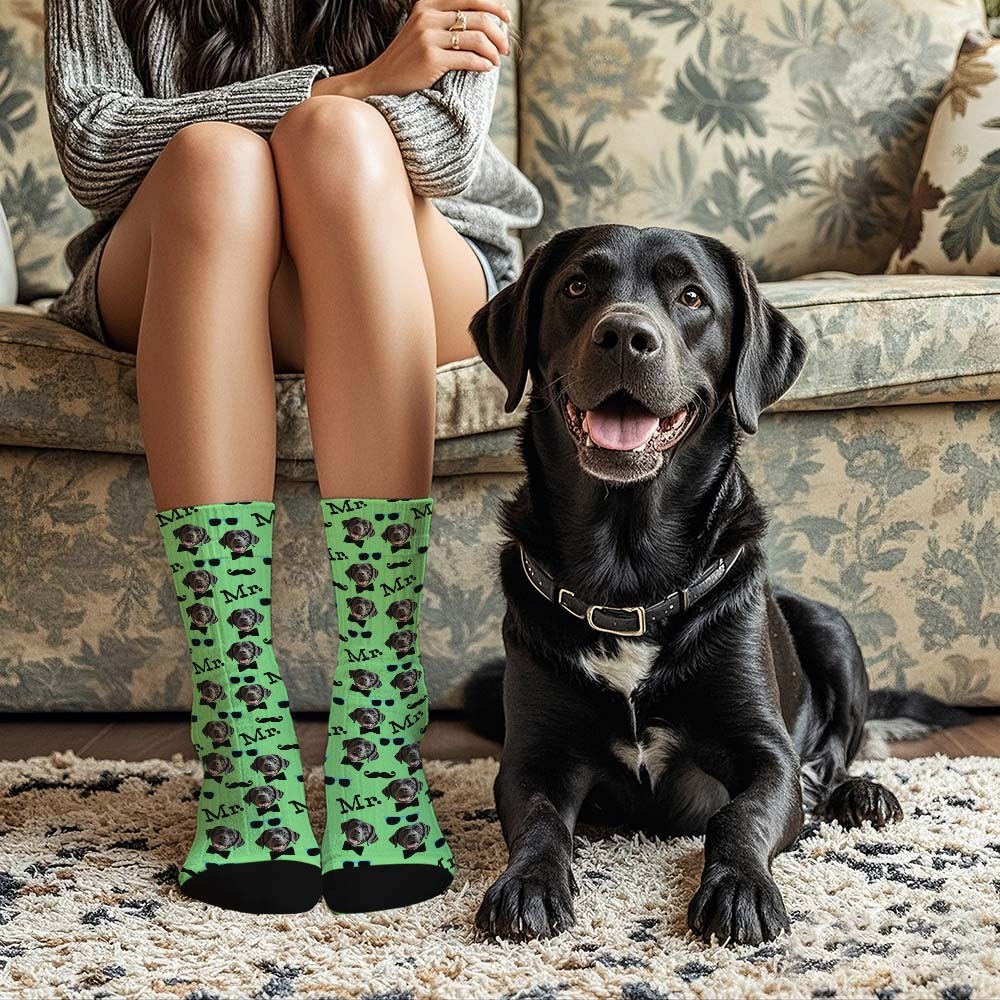 Custom Full Face Socks Mr Cute White Socks Personalized Photo Custom Design Best Gift Idea - MyFaceSocksAU