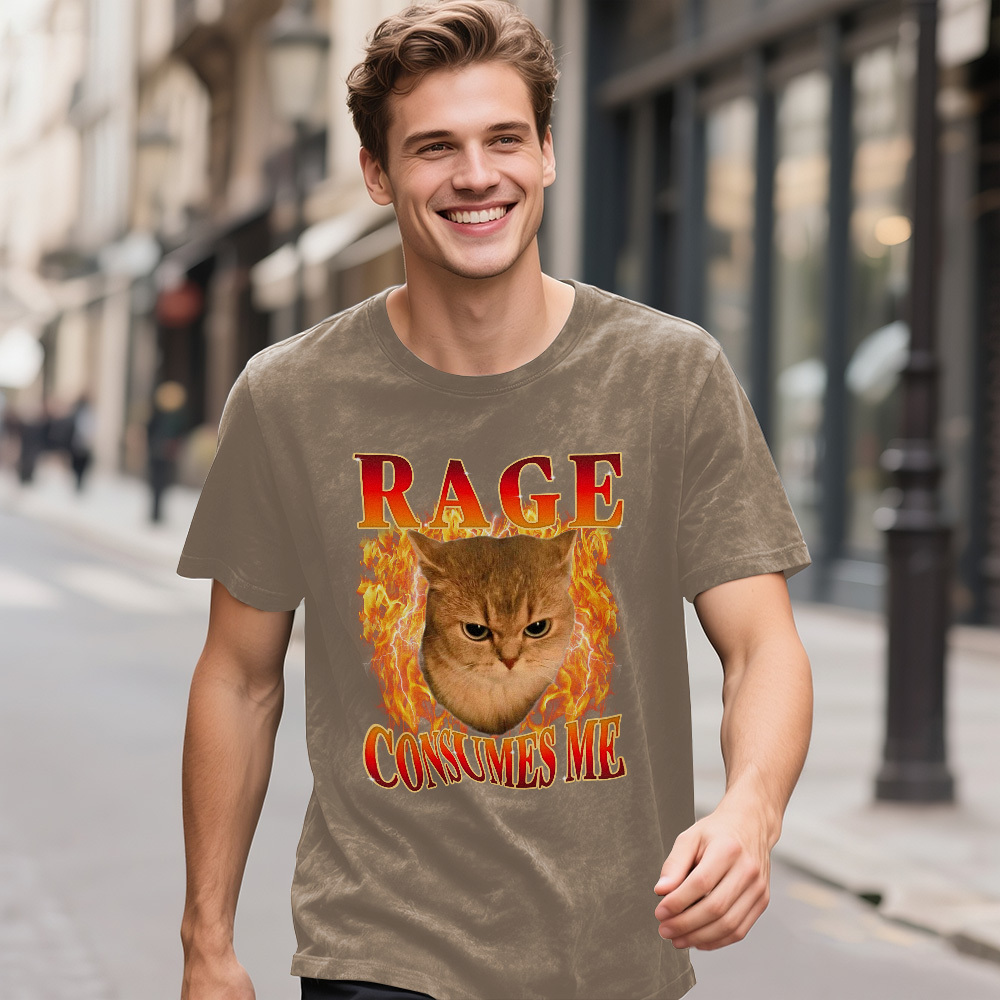 Custom Face Funny Cat Meme T-Shirt Vintage Graphic Tee with Your Photo and Text Retro 90s Style Cat Lover Shirt Unisex Pet - MyFaceSocksAU