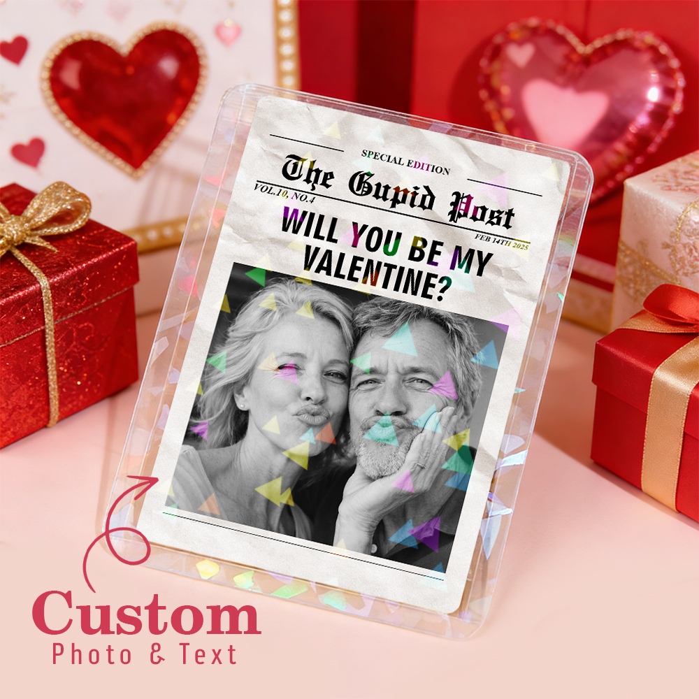 Custom Couple Card Will You Be My Valentine Newspaper Template Romantic Valentine Gift for Couple Unique Collectible Keepsake - MyFaceSocksAU