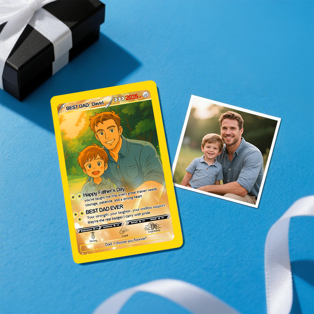 Personalized Poke Card Cartoon Photo Fathers Day Card Custom Text and Photo Poke Card Gift For Dad Poke Present - MyFaceSocksAU