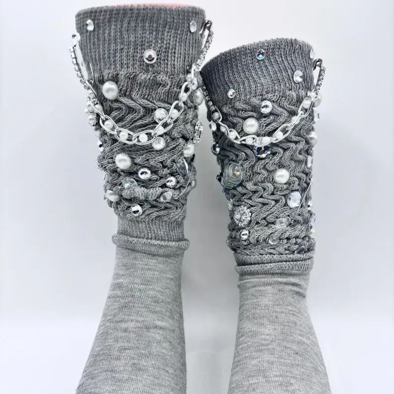 Slouch Sock With Charms Each pair is freestyle MAKE YOUR OWN DIY VIRAL TRENDING JUNK SOCKS & BROOCH PINS