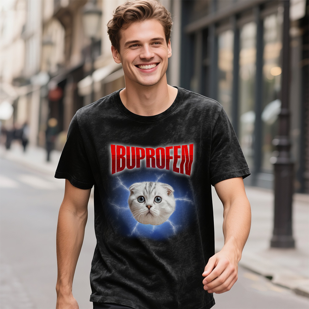 Custom Face Funny Cat Meme T-Shirt Vintage Graphic Tee with Your Photo and Text Retro 90s Style Cat Lover Shirt Unisex Pet - MyFaceSocksAU