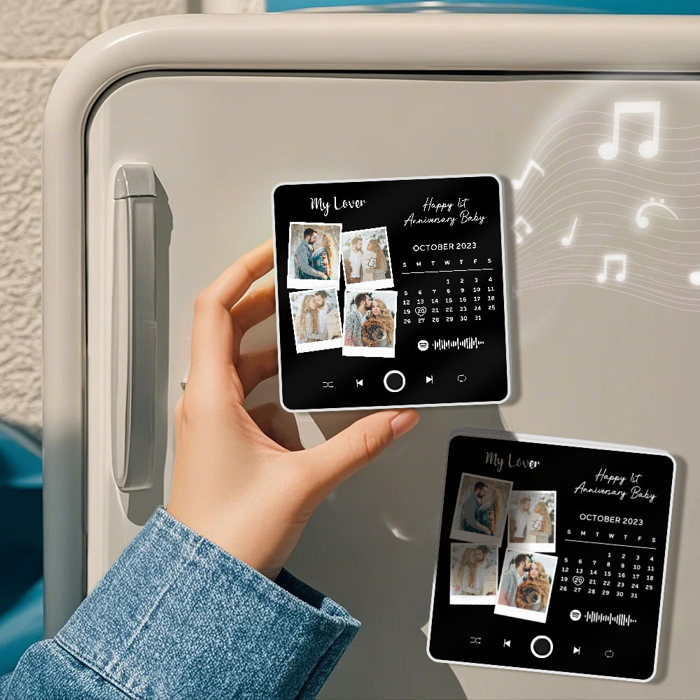 Custom Multi Photo Album Music Fridge Magnet Photo and Date Music Fridge Personalized Phone Music Fridge Magnet Pro - MyFaceSocksAU