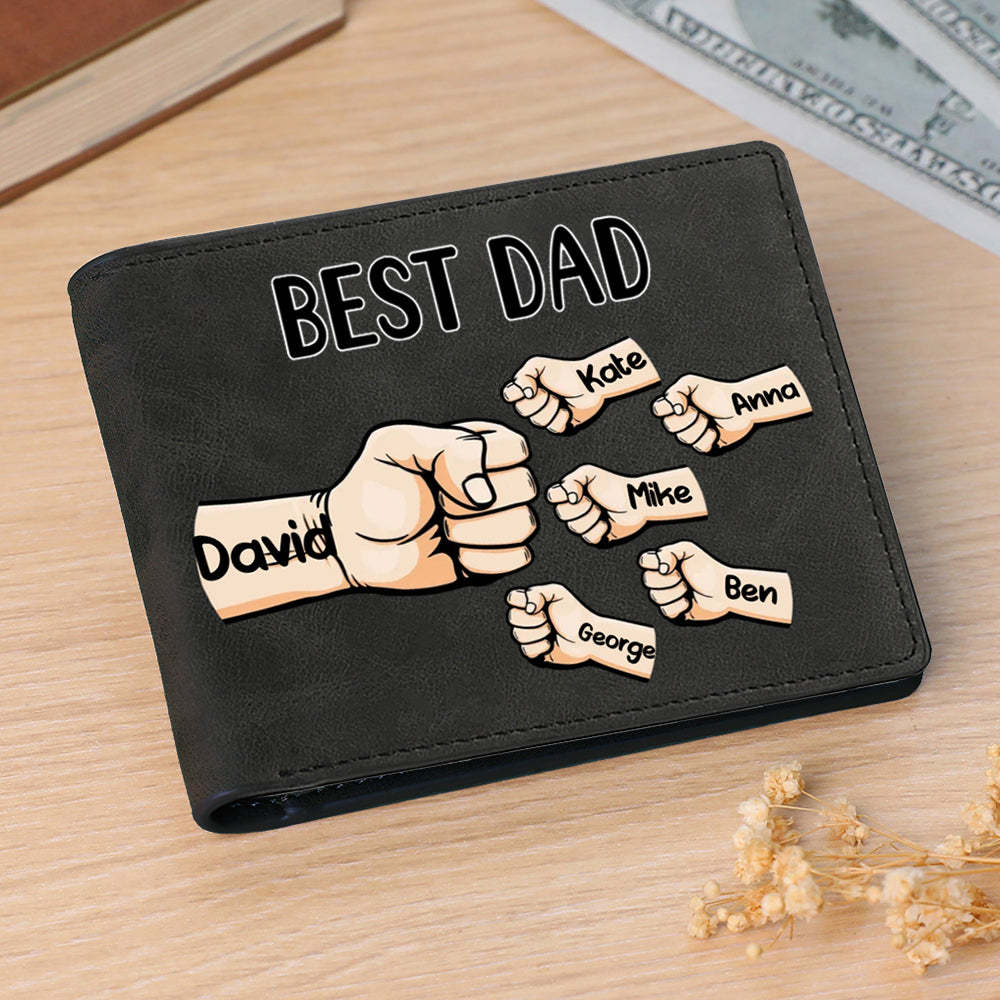 Personalised Names Custom Wallet Fists Bump Men's Bifold Wallet for Dad