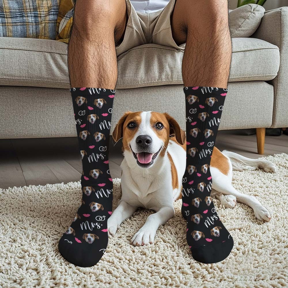 Custom Full Face Socks Mrs Cute Socks Personalized Photo Custom Design Best Gift Idea - MyFaceSocksAU