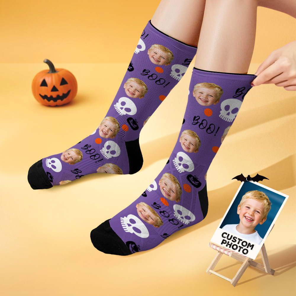 Custom Spooky Socks Personalized Halloween Face Socks for Friends & Family - MyFaceSocksAU