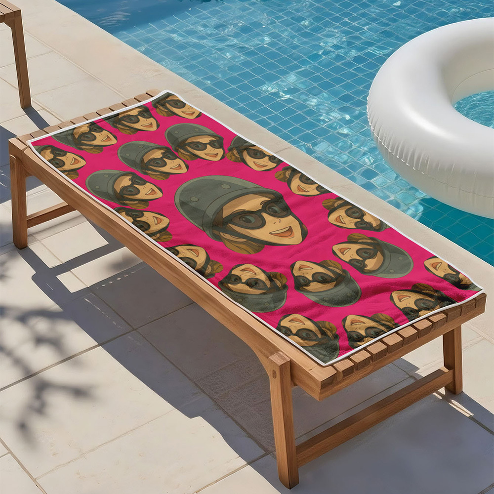 Custom Photo Beach Towel Cartoon Muti-face Colored Beach Towel Summer Funny Gift Idea Yellow Beach Towerl - MyFaceSocksAU