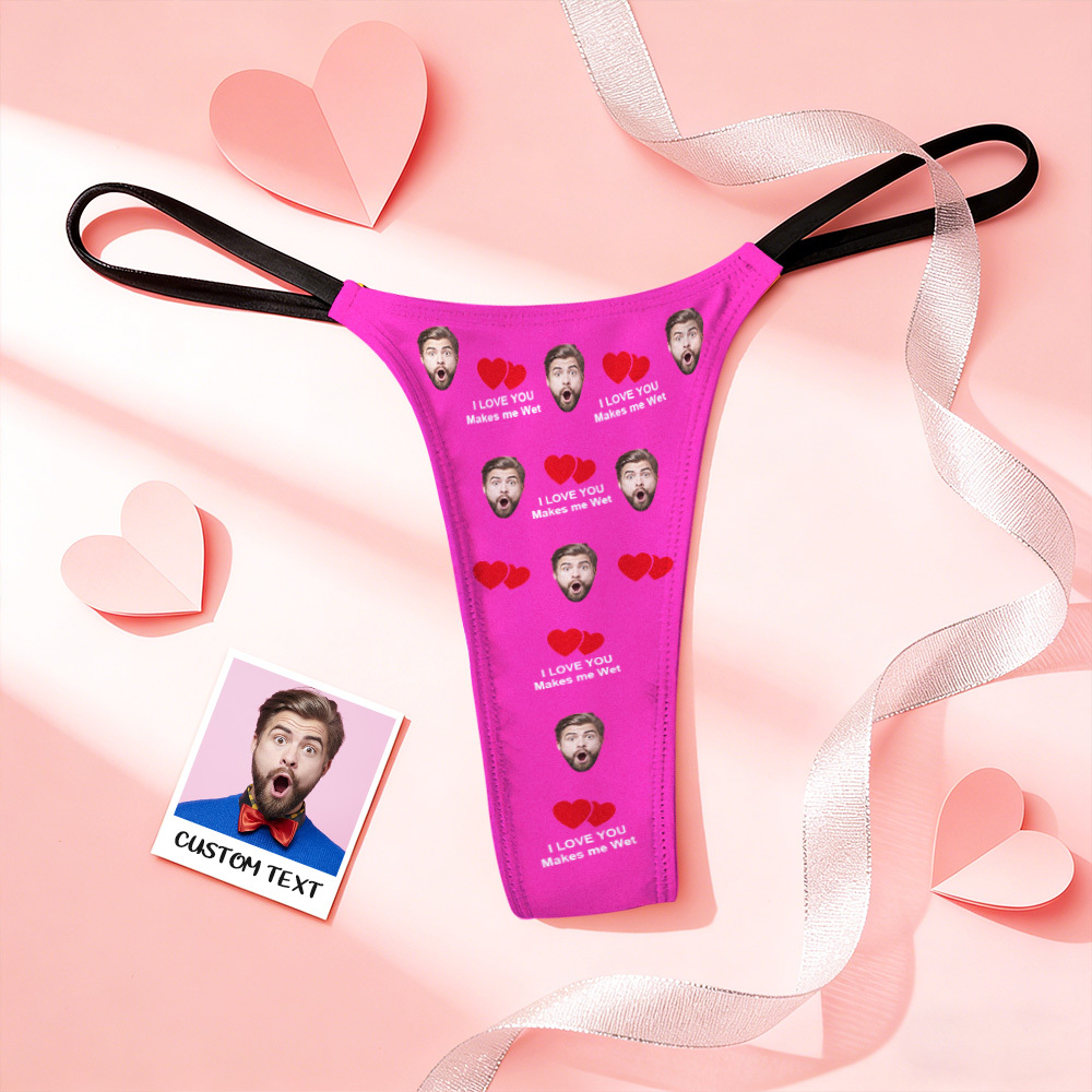 Custom Thongs Valentine Gift Face Photo Panties Funny Underwear Briefs Kiss Me Love Thong - MyFaceSocksAU