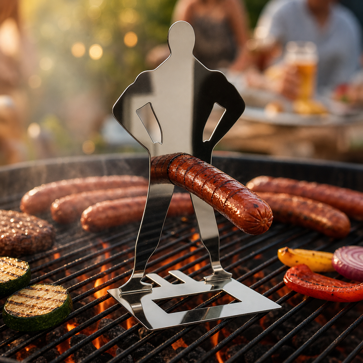 Stainless Steel BBQ Sausage Holder - Funny Grilling Gadget Gift - MyFaceSocksAU