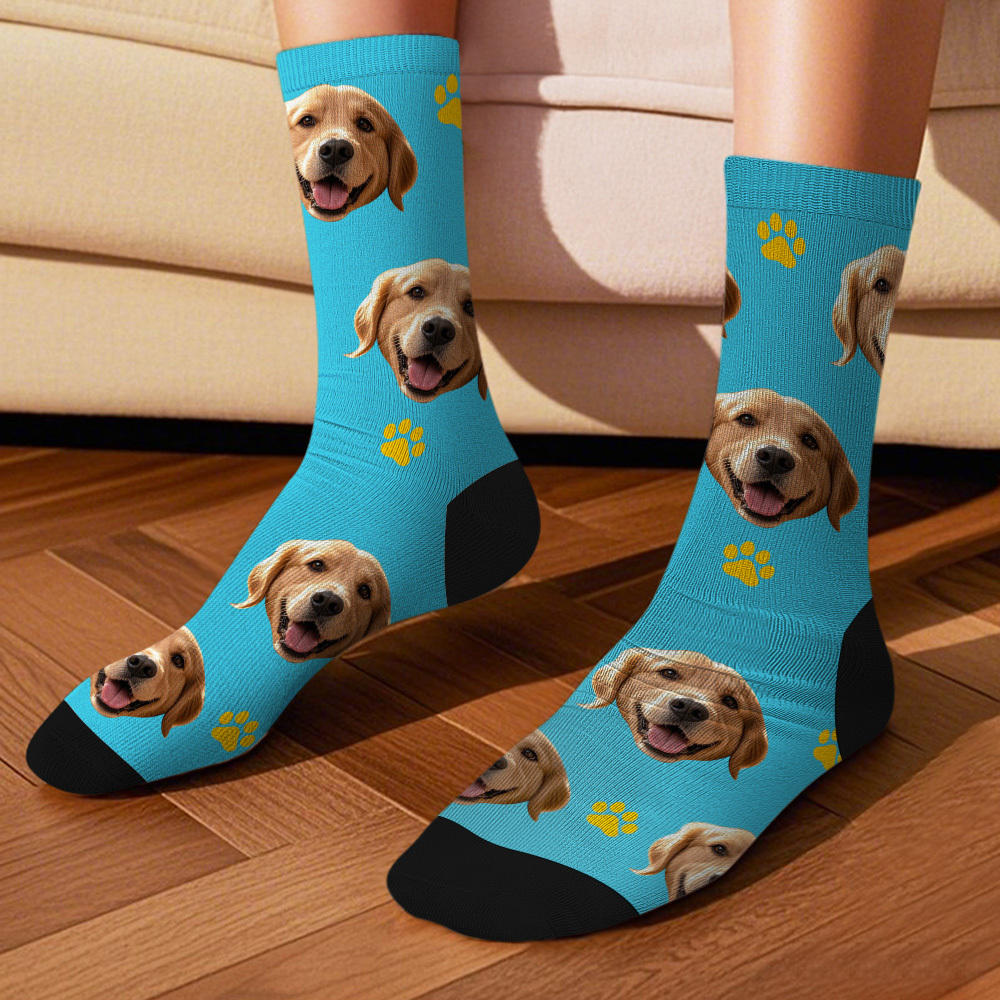 Custom Face Socks with Photos Custom Dog Paw Socks for Pet Lover Funny Gift Idea - MyFaceSocksAU