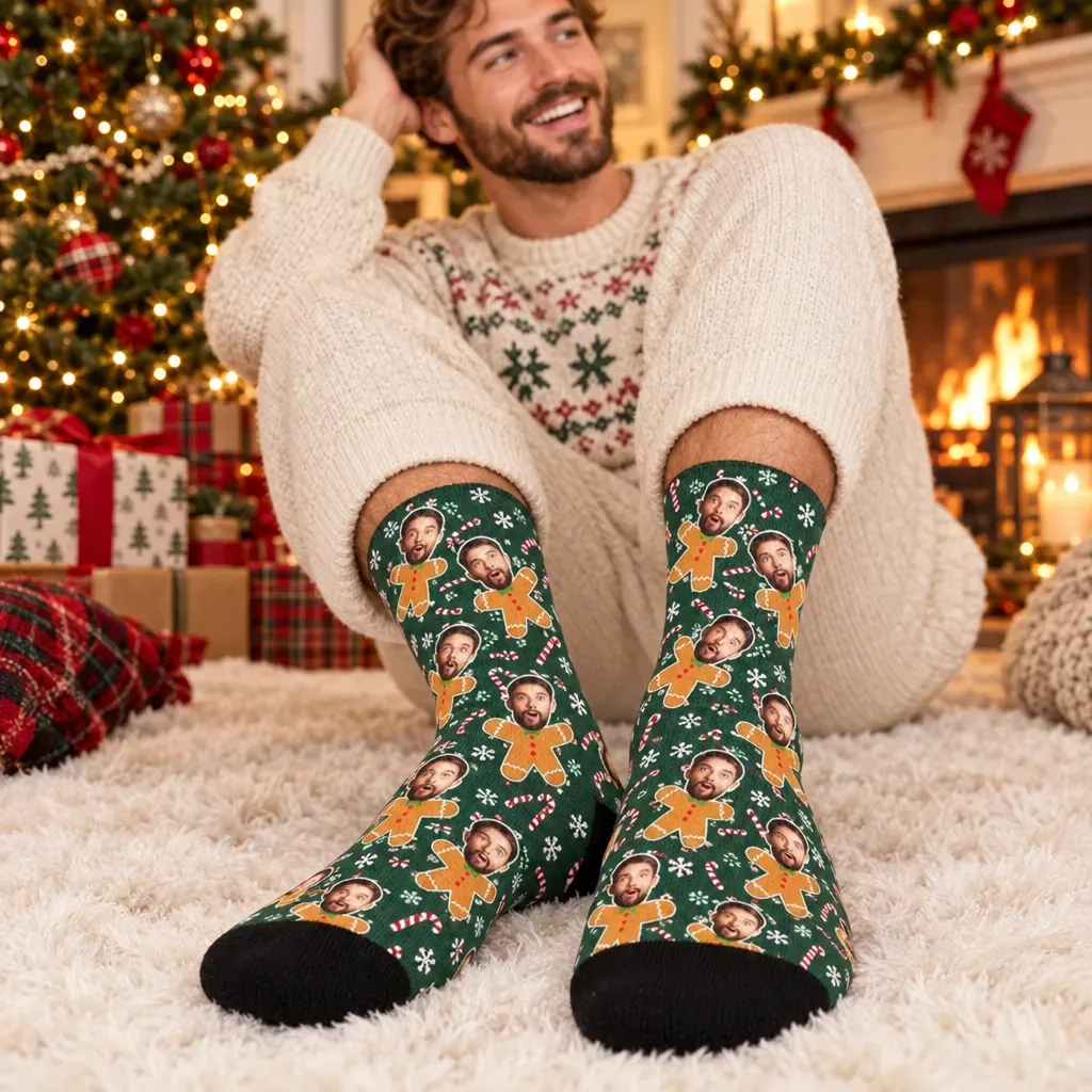 Custom Christmas Socks for Men and Women – Personalized Santa Face Socks Gift for Family, Friends & Holiday Parties - MyFaceSocksAU