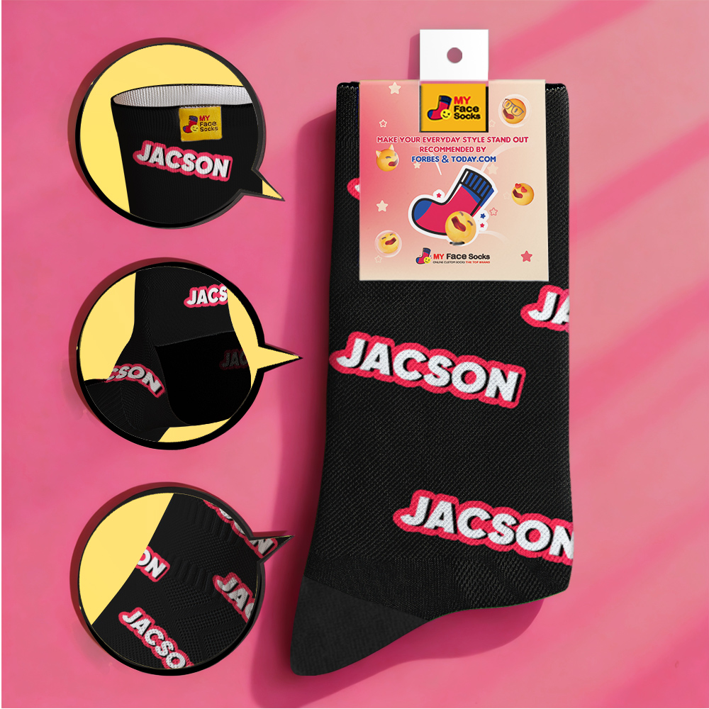 Personalized Lettering Socks Black Socks Custom Engraved Socks Dopamine Socks Bright Multi Color Style Gift