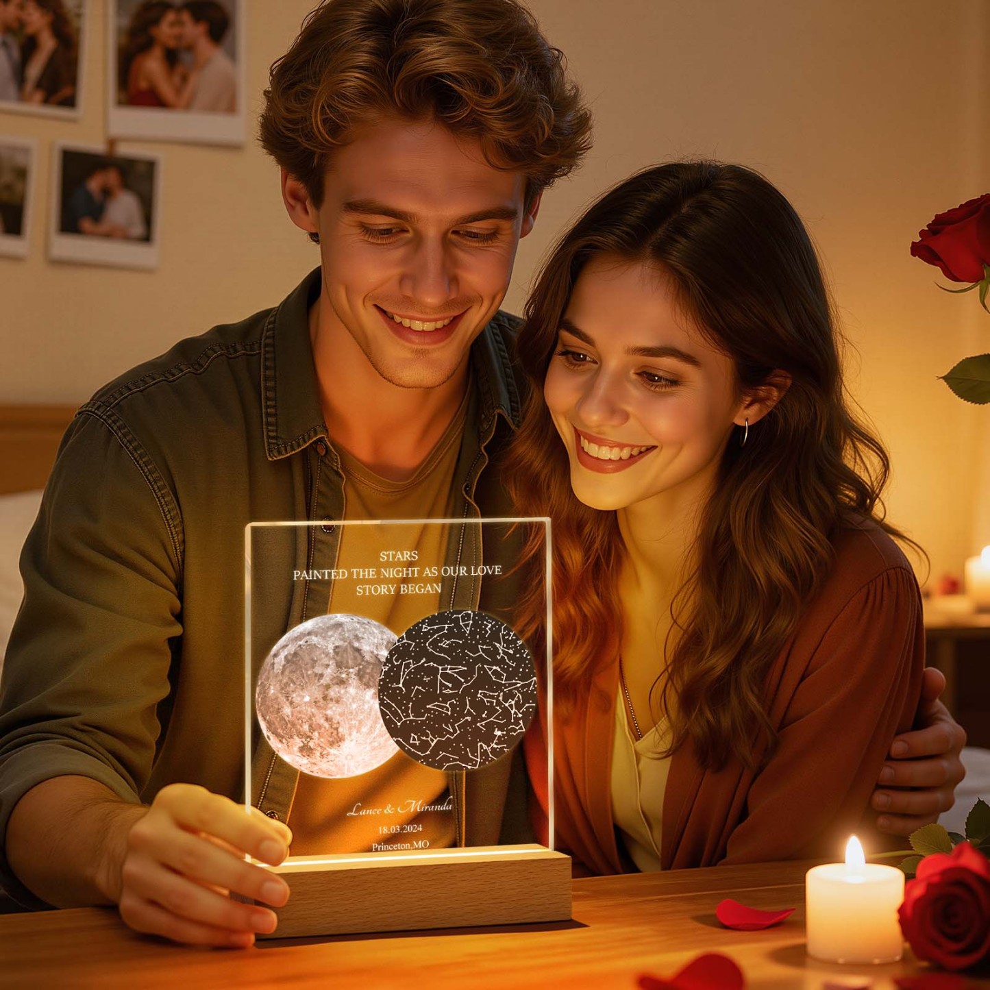 Custom Moon & Constellation Acrylic Lamp – Romantic Valentine Gift for Him or Her - MyFaceSocksAU