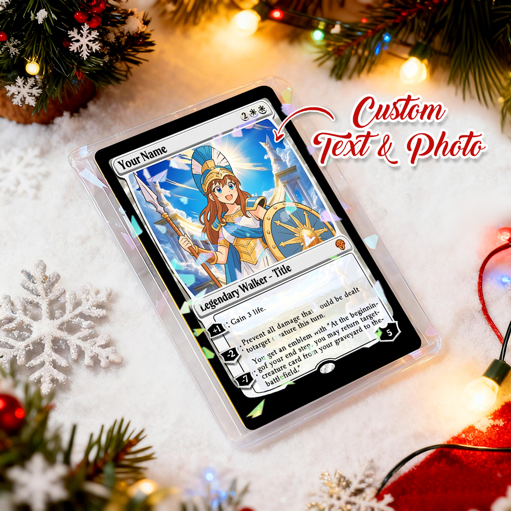 Custom MTG Style Walker Card Personalized Magic Style Christmas Gift Funny Cartoon Christmas Gift for Him or Her - MyFaceSocksAU