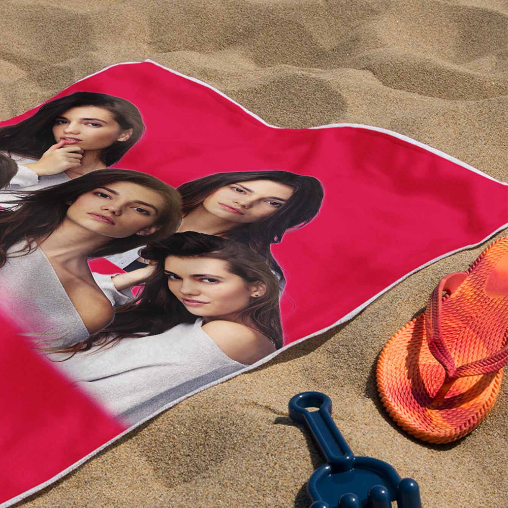 Custom Photo Beach Towel Cartoon Muti-face Colored Beach Towel Summer Funny Gift Idea Yellow Beach Towerl - MyFaceSocksAU