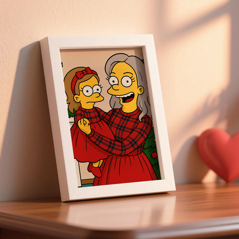 Custom Cartoon Photo Wooden Frame Decorations Romantic Decor Plaque Gifts for Family - MyFaceSocksAU