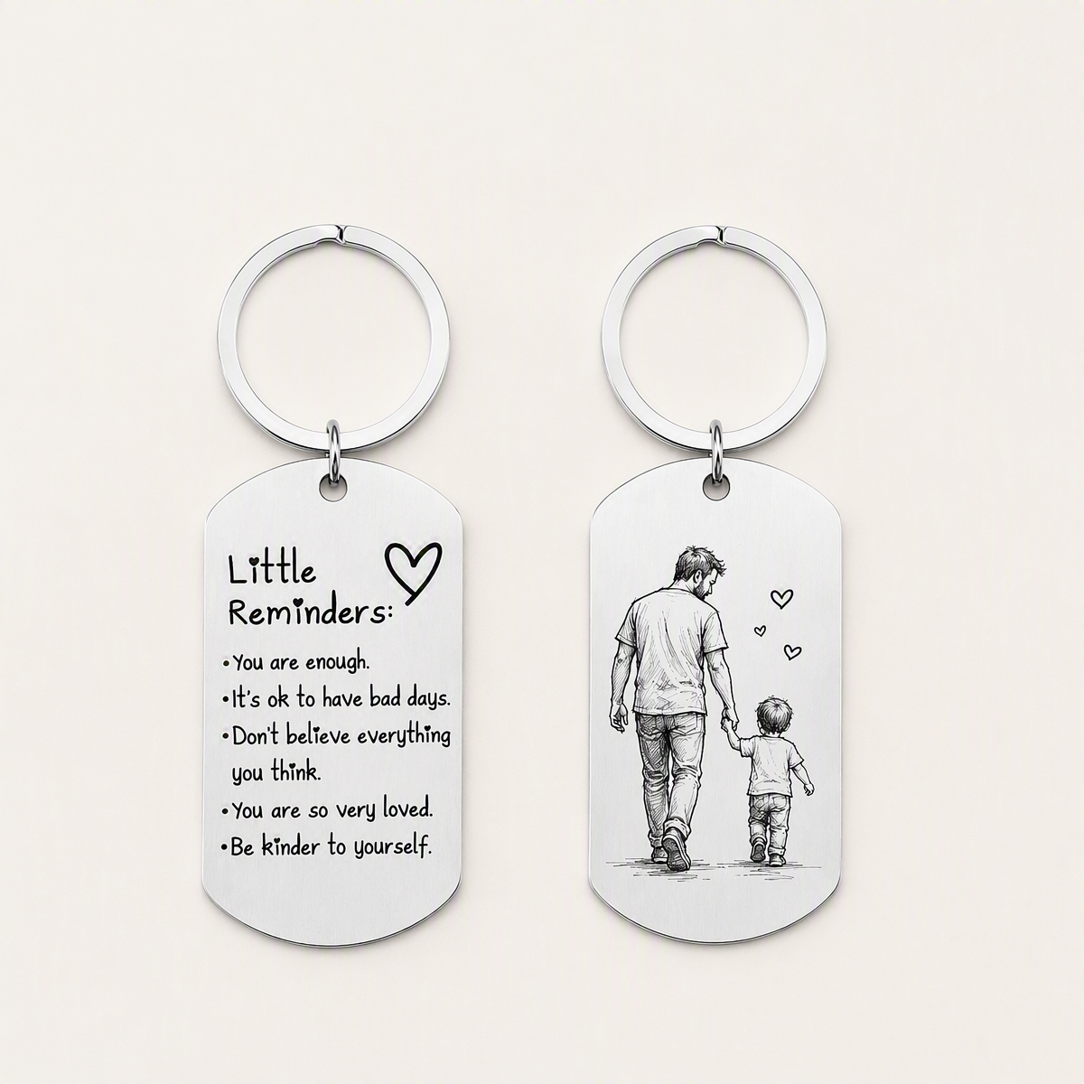 Personalized Photo Inspirational Little Reminders Keychain – Custom Engraved Stainless Steel Dog Tag with Photo Sketch | Meaningful Gift for Friends & Family - MyFaceSocksAU