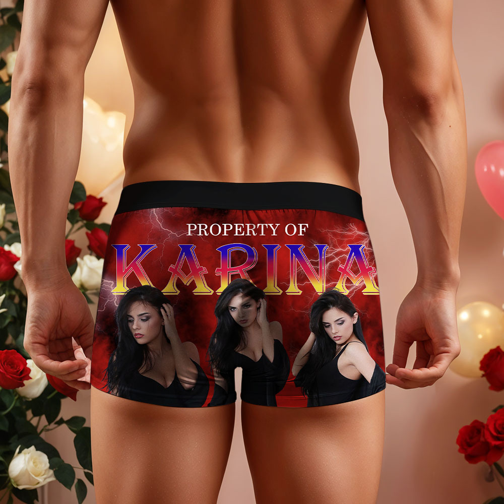 Custom Mens Vintage Photo Boxer Personalized Belt Color Face Boxers Valentines Day Underwear - MyFaceSocksAU