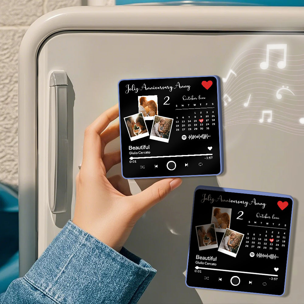 Custom Photo Album Music Fridge Magnet Heart Photo Custom Phone Music Fridge Magnet Pro-MyFaceSocksAu