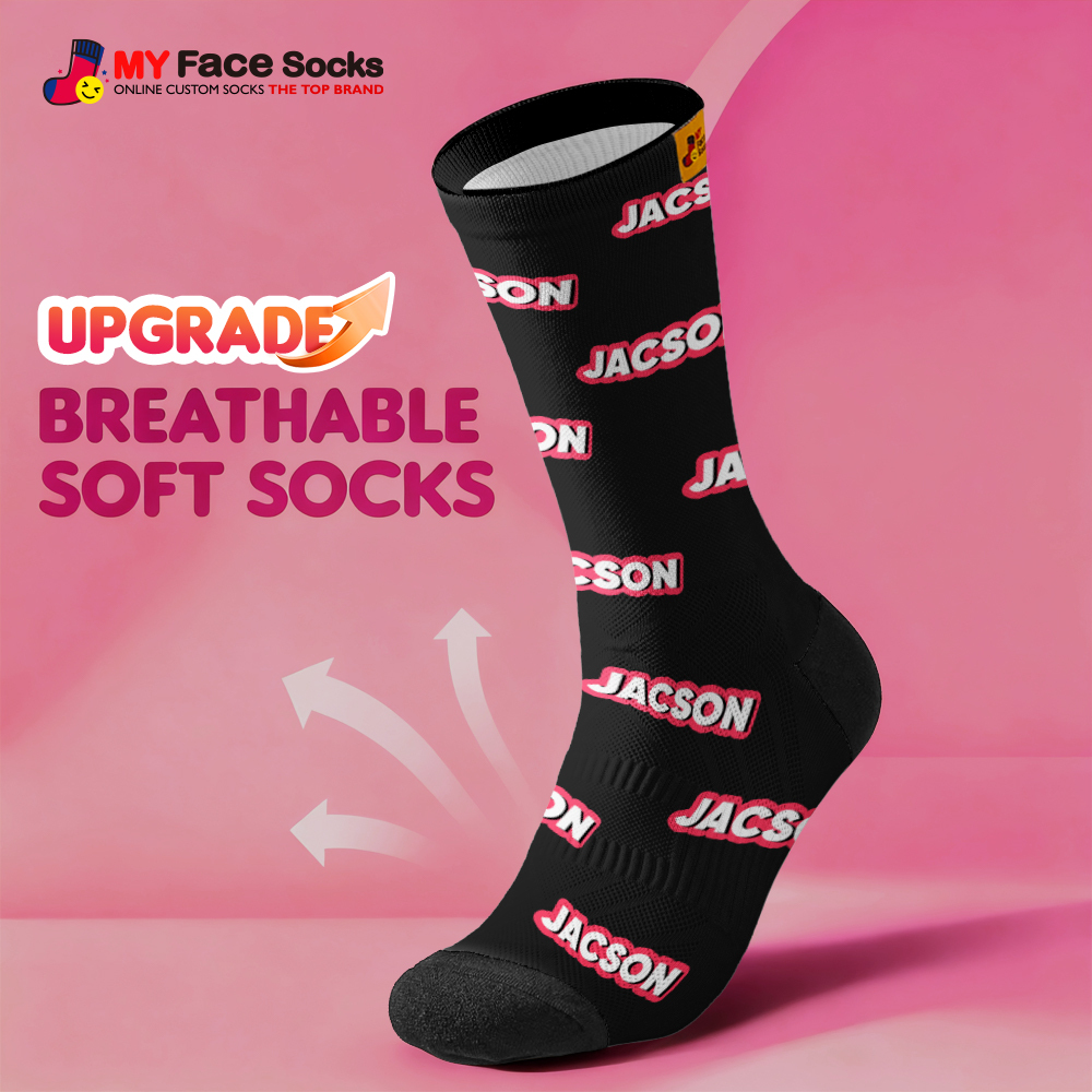 Personalized Lettering Socks Green Socks Custom Engraved Socks Dopamine Socks Bright Multi Color Style Gift - MyFaceSocksAU