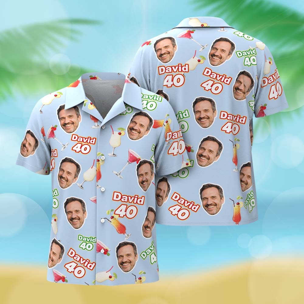 Personalized Birthday Face And Name Hawaiian Shirt Custom Face  Birthday Party Funny Shirt Custom Face Photo Birthday Matching Birthday Party Group Shirt - MyFaceSocksAU