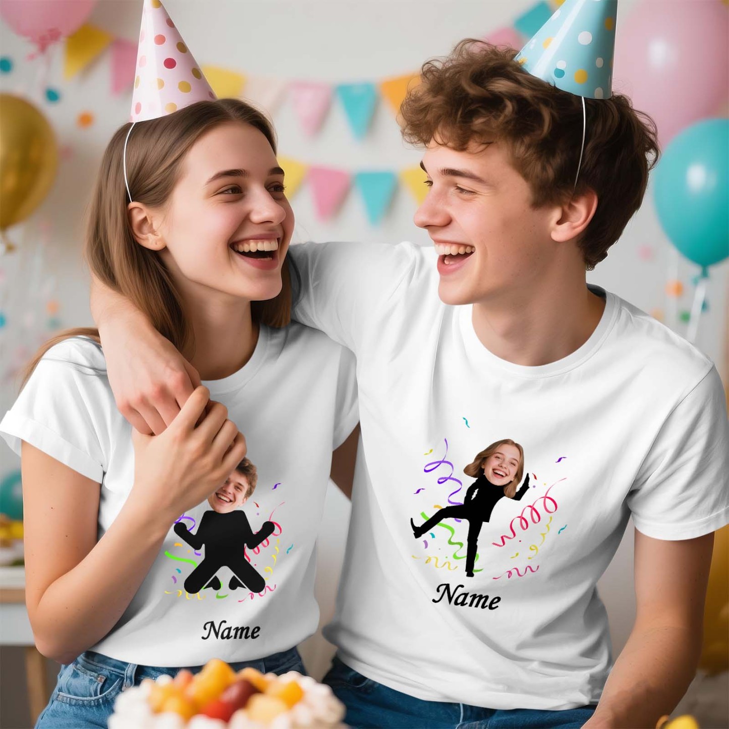 Custom Face Stick Figures Pink Birthday Shirt Photo Shirt Birthday Party Group Shirt Funny Shirt Gift - MyFaceSocksAU