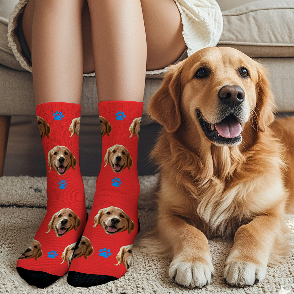Custom Face Socks with Photos Custom Dog Paw Socks for Pet Lover Funny Gift Idea - MyFaceSocksAU