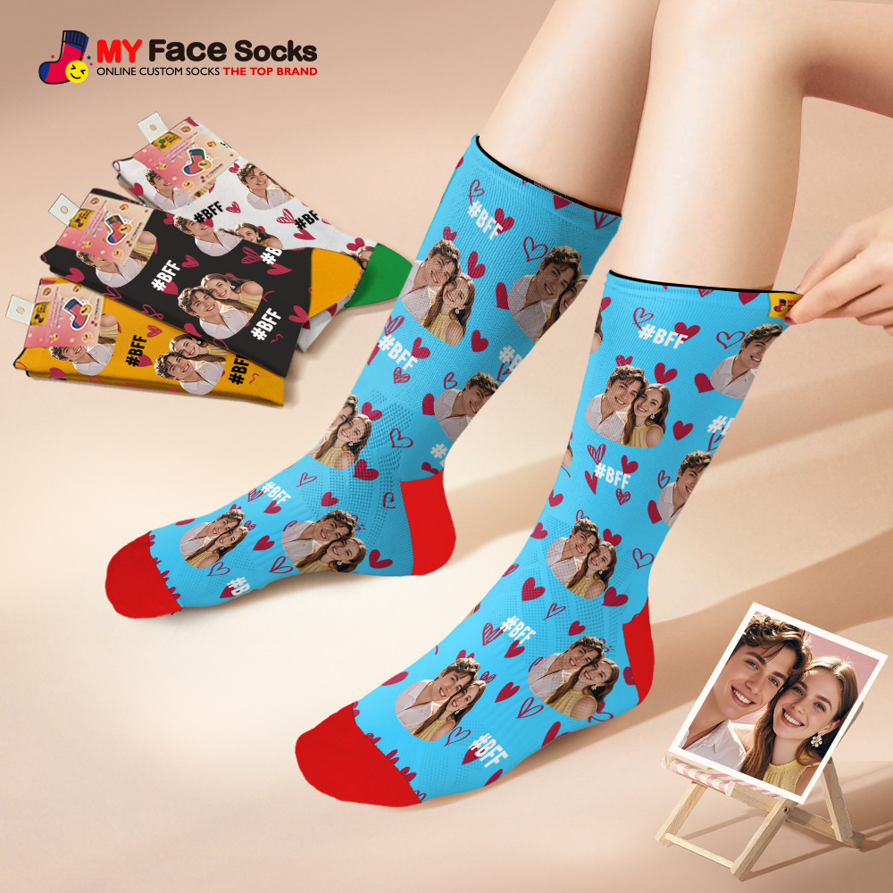 Personalized Couple Gift with Your Photo Custom Photo Socks for Wedding Anniversary or Engagement Gift - MyFaceSocksAU