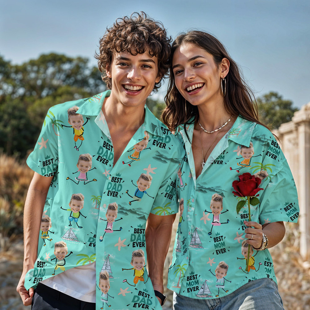 Personalized Face Hawaiian Shirt Best Dad Ever Hawaiian Shirt Men Face Hawaiian Shirt Father's Day Gift - MyFaceSocksAU