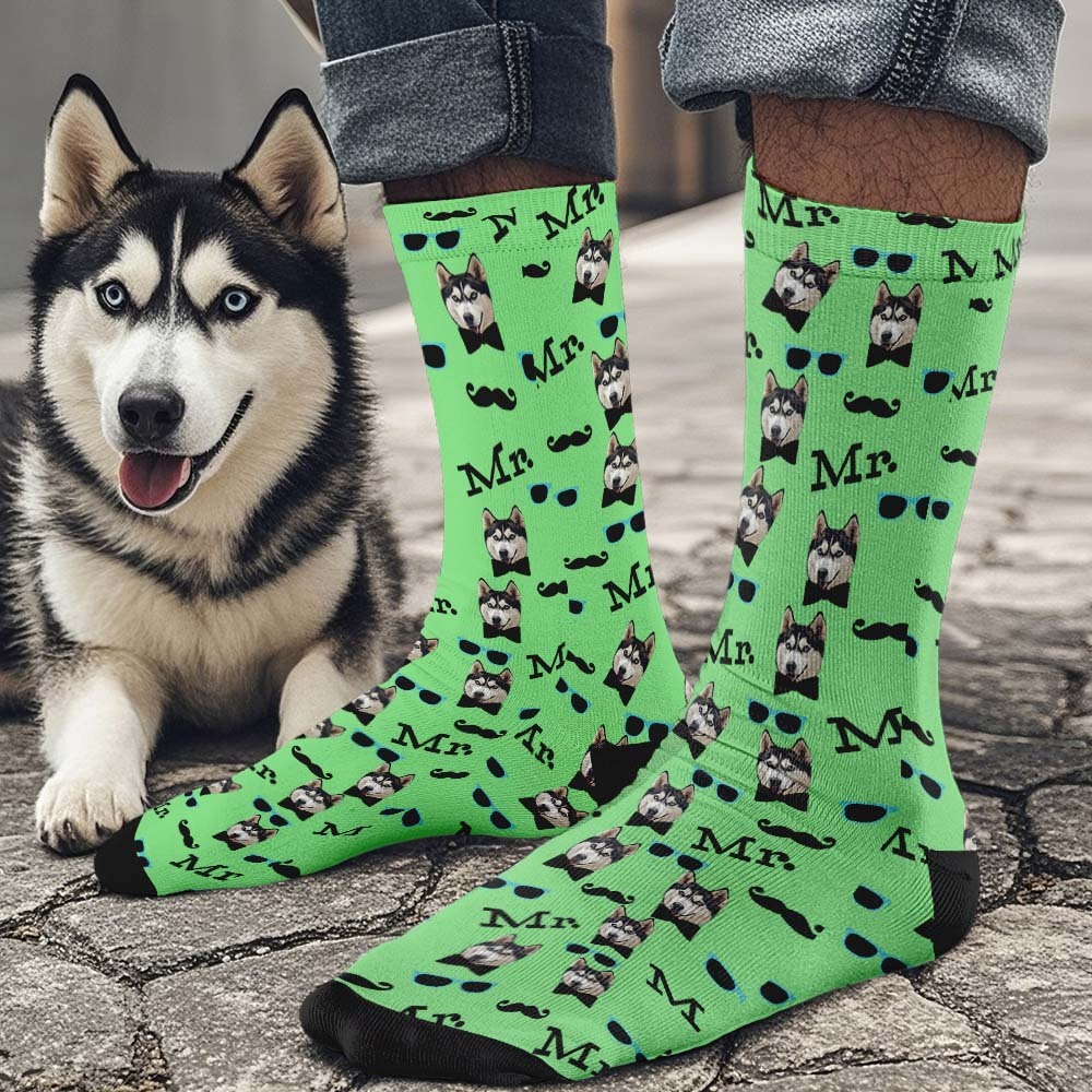 Custom Full Face Socks Mr Cute Red Socks Personalized Photo Custom Design Best Gift Idea - MyFaceSocksAU