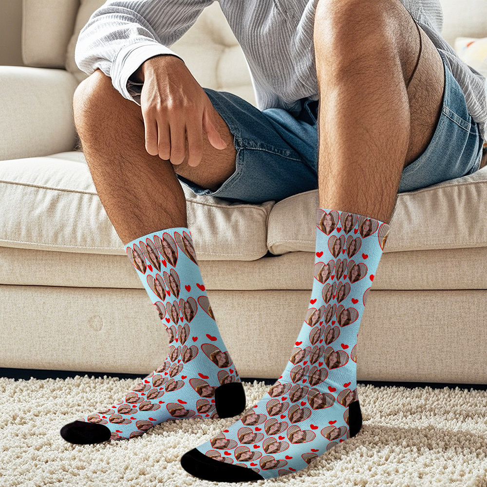 Custom Face Socks Multi-face Breathable Add Pictures Colorful Photo Socks I Love You Socks Gift - MyFaceSocksAU
