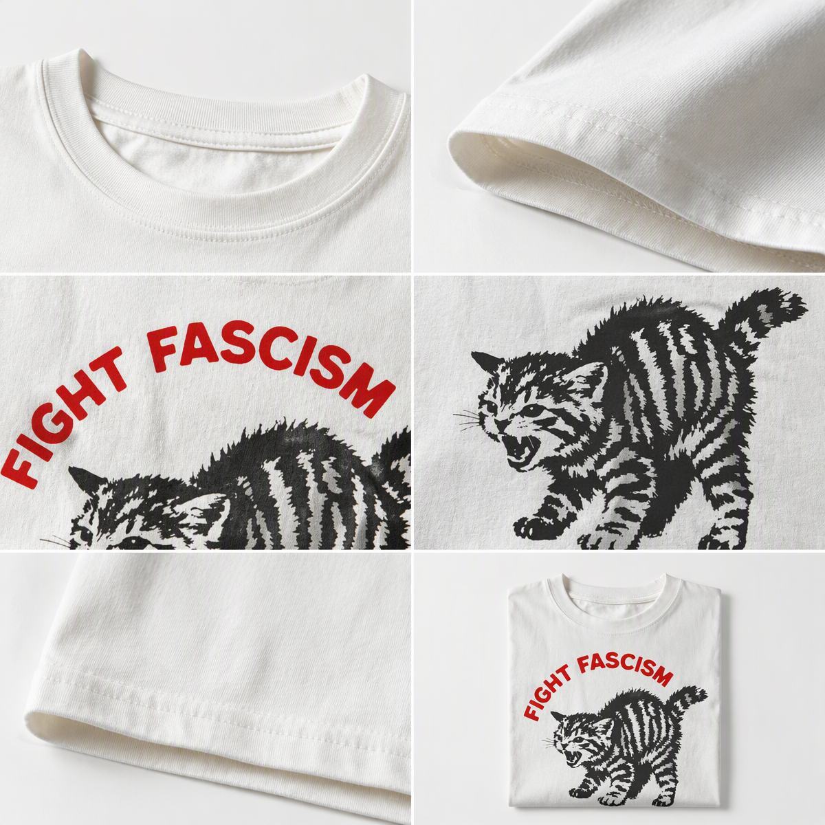 Fight Fascism Tabby Cat T-Shirt – Bold Statement Tee for Activists & Gift Givers This Holiday - MyFaceSocksAU