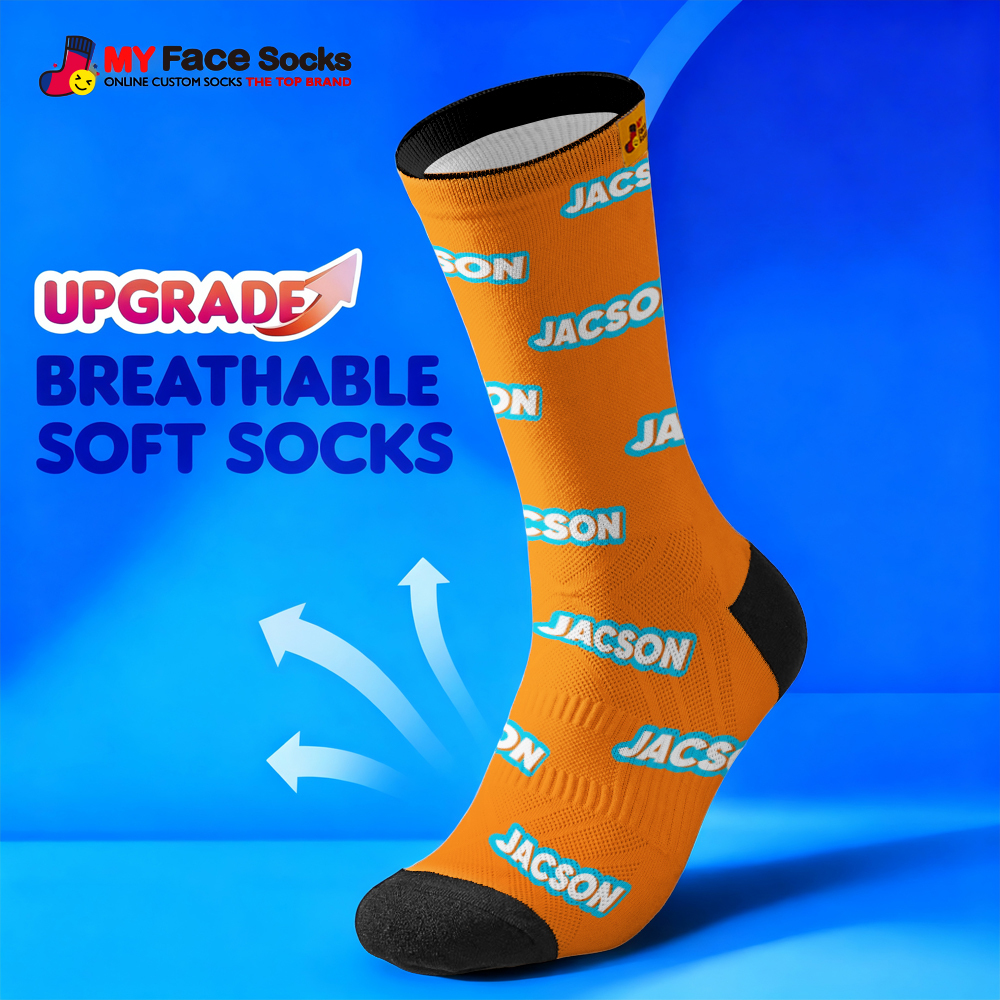 Personalized Lettering Socks Green Socks Custom Engraved Socks Dopamine Socks Bright Multi Color Style Gift - MyFaceSocksAU