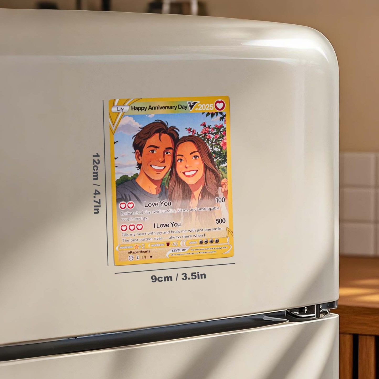 Custom Couple Poke Card Fridge Magnet Romantic Cartoon Keepsake with Names Photo Anniversary or Valentines Gift - MyFaceSocksAU