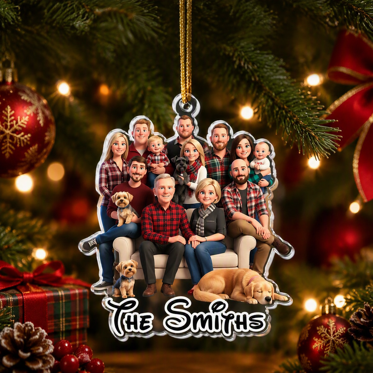 Personalized Family Cartoon Ornament - Christmas Gift for Parents, Grandparents & Kids - MyFaceSocksAU