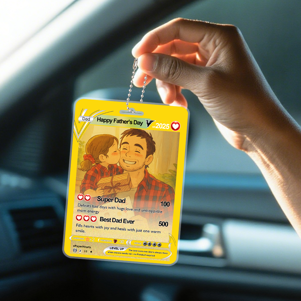 Custom Father's Day Gift For Dad Custom Photo Cartoon Car Ornament Hanging Gift For Grandpa New Dad Gift Dad Gifts from Kids - MyFaceSocksAU