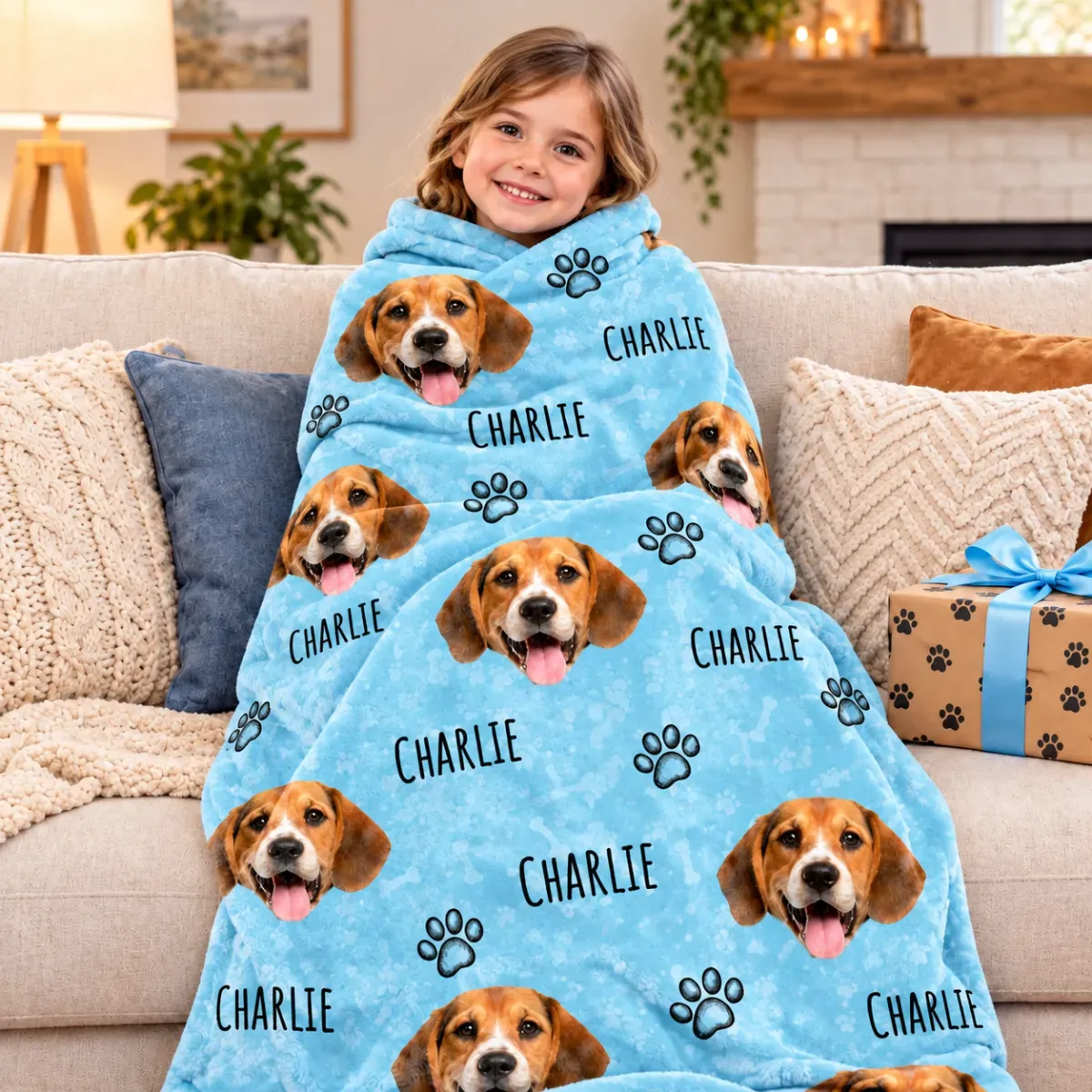 Personalized Blanket for Christmas Gifts – Custom Pet & Name Design, Soft Fleece Throw for Family Memory Keepsake - MyFaceSocksAU