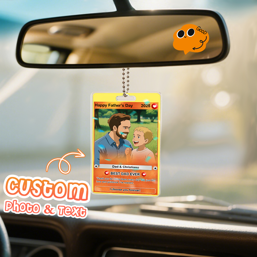 Custom Poke Car Ornament Pixel Style Photo Personalized Cartoon Photo Hanging Decoration for Car Rearview Mirror - MyFaceSocksAU