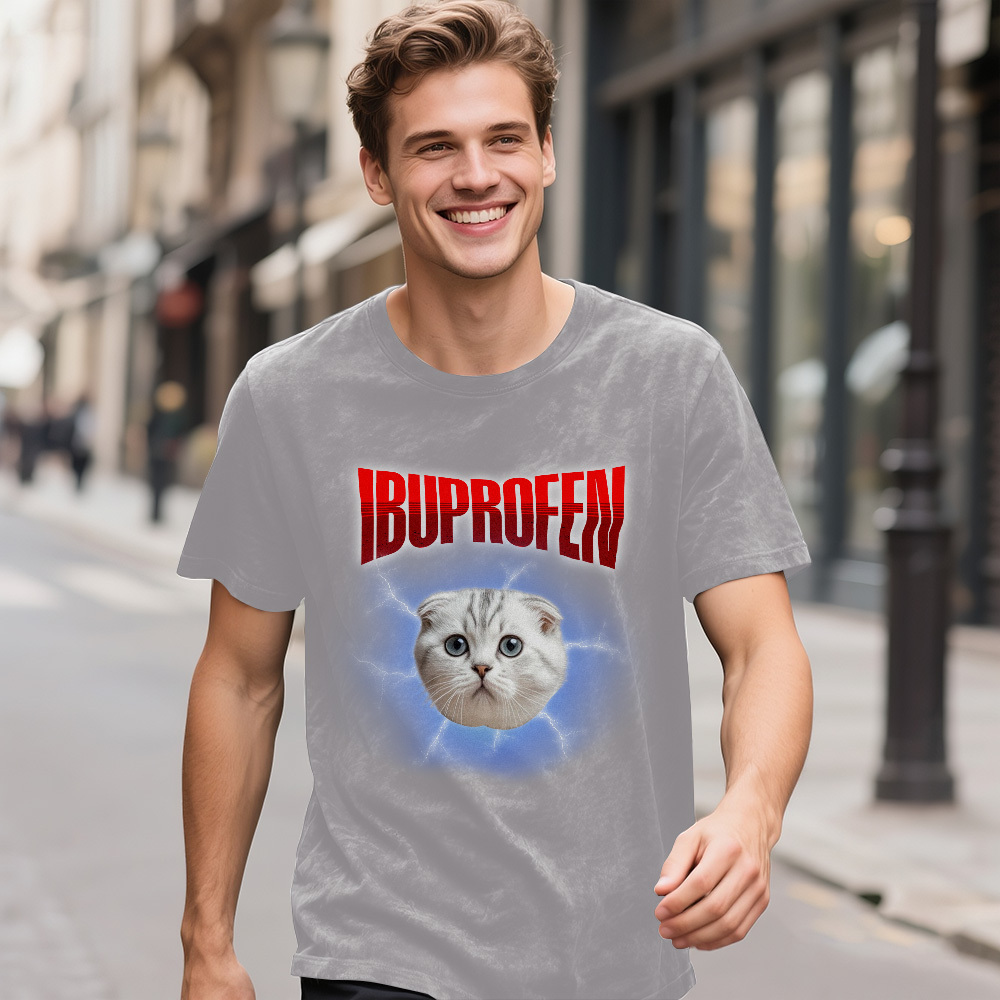 Custom Face Funny Cat Meme T-Shirt Vintage Graphic Tee with Your Photo and Text Retro 90s Style Cat Lover Shirt Unisex Pet - MyFaceSocksAU