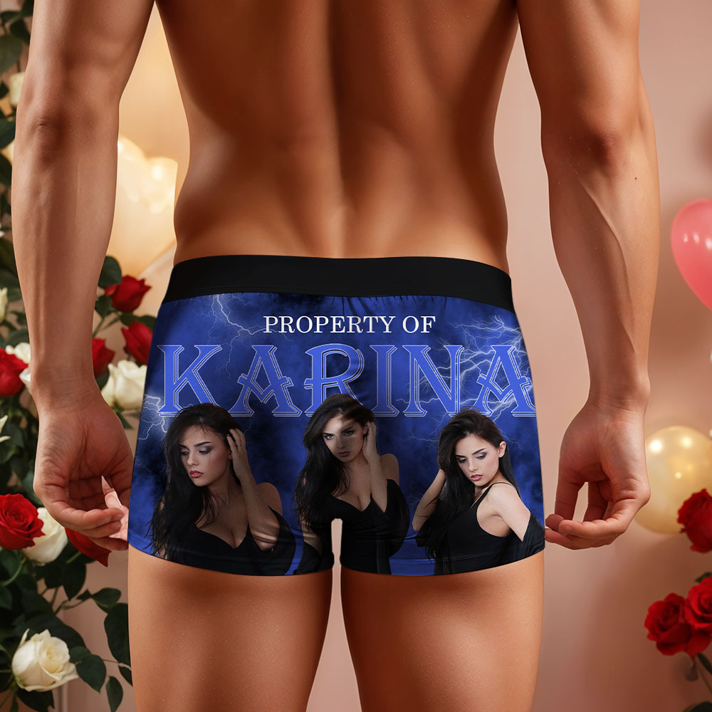 Custom Mens Vintage Photo Boxer Personalized Belt Color Face Boxers Valentines Day Underwear - MyFaceSocksAU