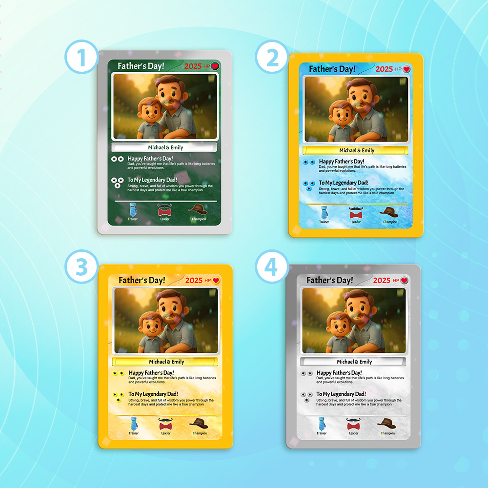 Personalized Cute Clay Style Father Card Retro Cartoon-Inspired Mini Gift for Him Photo Text Poke Card - MyFaceSocksAU