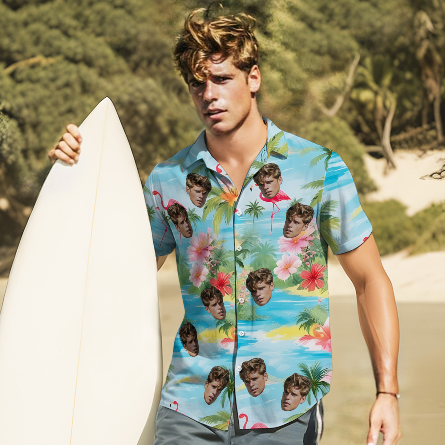 Custom Original Hawaiian Aloha Shirts Face Hawaiian Shirts Coconut Tree Shirts Summer Day Group Gift - MyFaceSocksAU